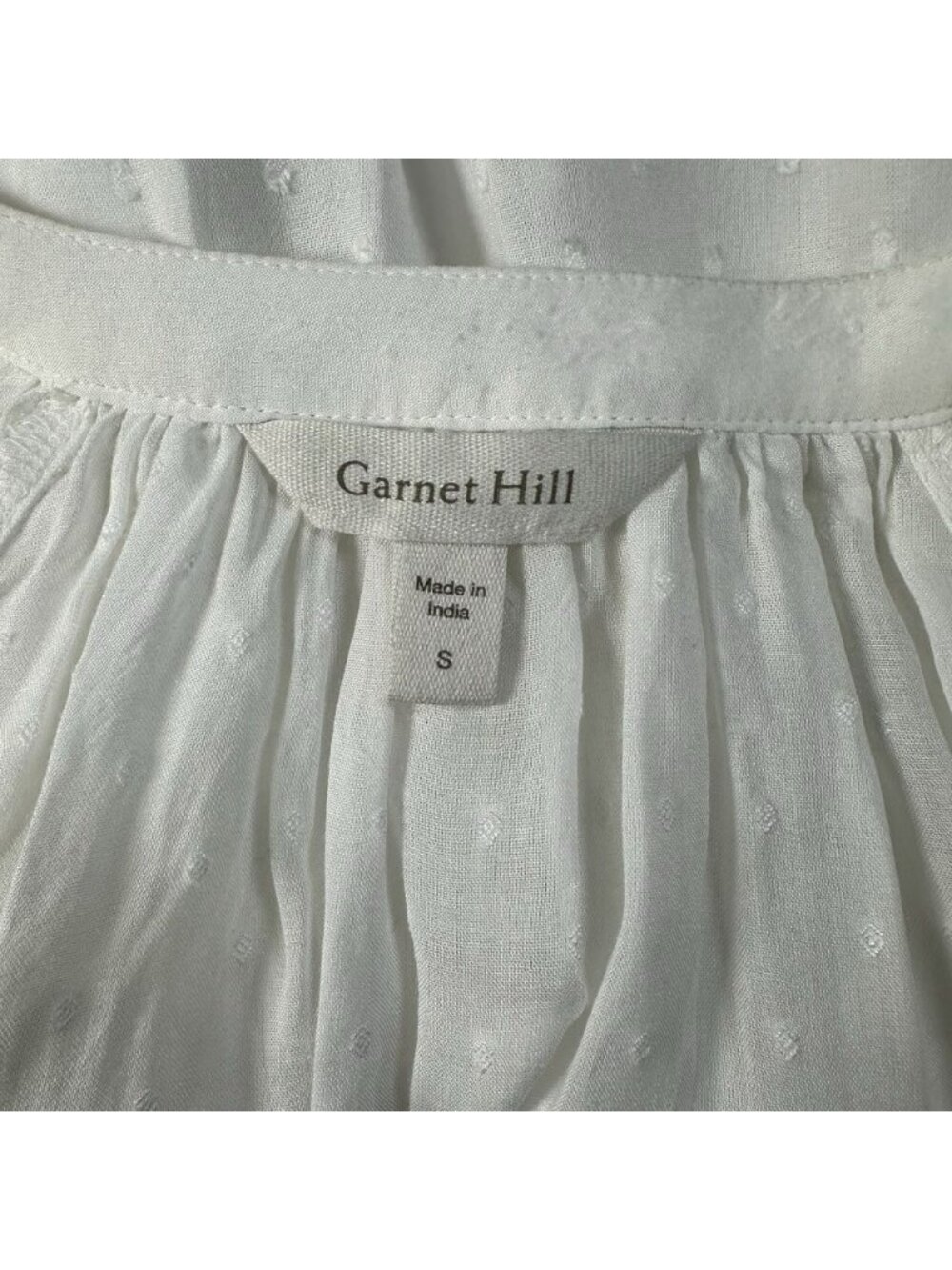 Garnet Hill Swiss Dot Poet Blouse White Long Sleeve Button Up Top Vneck Small - Picture 11 of 13